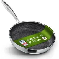 Morleos Bratpfanne Keramikpfanne Ø 28cm Kratzfeste Wabenpfanne Antihaft, Edelstahl (1-tlg., Pro Performance 3.0), 5-Schicht, 3mm, 1,35kg, backofenfest, spülmaschinengeeignet, Antihaft