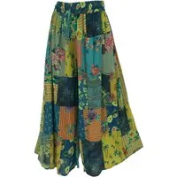 Guru-Shop Relaxhose Patchwork Hose, weite Boho Sommerhose - grün Boho