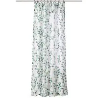Joyswahl Gardine Florales Vorhang mit Zweig- und Blattmuster im Landhausstil (1 St), Kräuselband, halbtransparent, Polyester, Leinenoptik mit grünem Blätterdruck für Wohn- und Schlafzimmer