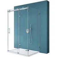 Mai & Mai Komplettdusche Duschkabine U-FORM Duschabtrennung 8mm ESG Glas Nano H:195cm R17-2UK, BxT: 100x70 cm, Einscheibensicherheitsglas, ebenerdiger Einbau möglich
