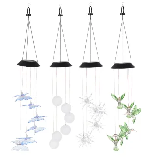 6cm Ball/Hummingbird/Sea Urchin/Butterfly Solar Wind Chime Light Waterproof Home Bedroom Decoration Supplies