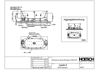 Hoesch Monolith Einbau Whirlwanne iSensi Rechteck 1600x750 mit System Laola II 3820Z.010305004