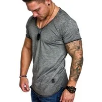 Amaci&Sons T-Shirt NYC Basic Oversize T-Shirt mit V-Ausschnitt Herren Oversize Vintage Verwaschen V-Ausschnitt Shirt