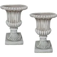 HTI-Living Pflanzkübel Pflanzkübel Athene Antik Hellgrau 2er-Set (Set, 2 St., 2 Pflanzkübel), Gartendeko Polyresin