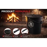 El Fuego Mülleimer El Fuego® Ascheeimer Kamineimer mit Deckel, 24 Liter
