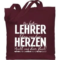 Shirtracer Umhängetasche Die besten Lehrer lehren aus dem Herzen - Nicht aus dem Buch - Weiß, Lehrer