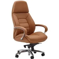 Amstyle Chefsessel Bürostuhl Echtleder Caramel Ergonomisch XXL Drehstuhl 120 k (Echtleder Caramel, Schreibtischstuhl bis 120 kg), Bürostuhl höhenverstellbar, Drehstuhl Wippfunktion