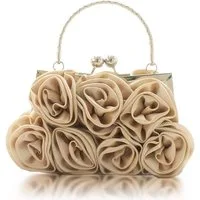 Zaewry Abendtasche Damen Abend-Clutch mit Blumenmuster aus Satin, Handtasche, mit abnehmbarem Schulterriemen für Hochzeit, Party und Abiball