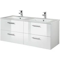 welltime Doppelwaschtisch Trento, verschiedene Ausführungen und Farben, Badmöbel in Breite 120 cm, 2 Doppel-Waschbecken zur Auswahl
