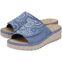 Rieker Pantolette Sommerschuh, Strandschuh, Hausschuh mit regulierbarem Klettverschluss