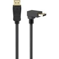 Kabel DisplayPort Stecker 90° > DisplayPort Stecker, 8K / 144Hz schwarz, 3 Meter, 1 Stecker 90° abgewinkelt, 54 Gbit/s, DisplayPort 2.0 / 2.1