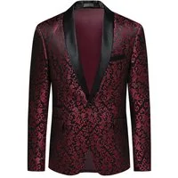 Allthemen Smokingsakko Herren Sakko Bunt Jacquard Glitzer Smokingjacke für Hochzeit