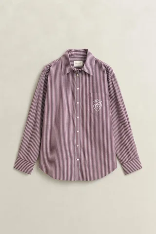 GANT - Relaxed Fit Classic Popeline-Bluse mit Streifen darkened wine - Gr. - 46