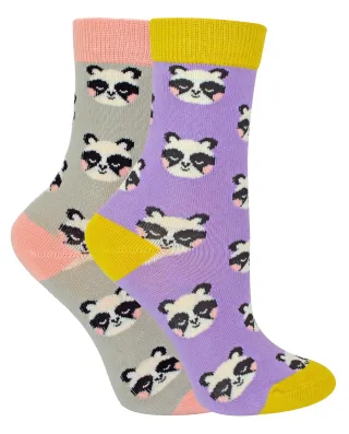 Miss Sparrow - 2er-Pack Socken für Mädchen mit Bambus-Muster - Panda