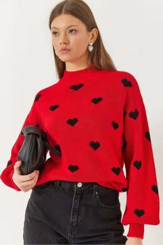 Pullover mit Herzmuster und lässigem Schnitt