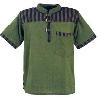 Guru-Shop Hemd & Shirt Nepal Fischerhemd, gestreiftes Goa Hippie.. Ethno Style, alternative Bekleidung