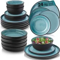SÄNGER Tafelservice Granada Geschirrset (24-tlg), 6 Personen, Steingut, Blau, Handmade, Erweiterbar, VALUE COLLECTION