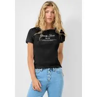 QS Kurzarmshirt T-Shirt Rippshirt