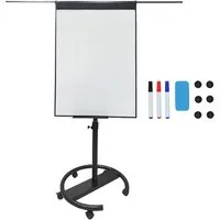 relaxdays Magnettafel Flipchart Whiteboard 100x70 cm 2 Arme, (11-tlg), schwarz