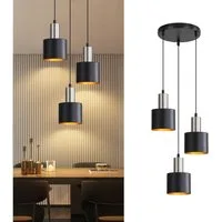 ZMH Pendelleuchte Esszimmer 3 Flammig Schwarz Gold Hängend 170CM Vintage Industrielampe, Hochwertige Design, ohne Leuchtmittel, Höhenverstellbar 150CM Länge Esszimmerlampe Max.25W