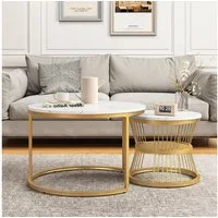 PXloue Couchtisch Satztisch Beistelltisch stapelbarer Sofatisch, mit Bodenschutz (Ideal für Wohnzimmer & Büro, Platzsparendes stapelbares Design), Großer Tisch: 80 x 45 cm,Kleiner Tisch: 60 x 33 cm