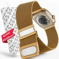 S&T Design Smartwatch-Armband Armband Edelstahl für Apple Watch Doppel Magnetischer Mesh Milanaise, Kompatibel mit Apple Watch 38 / 40 / 41/ 42 / 44 / 45 / 46 / 49 Metall