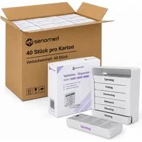 Senomed Pillendose Tablettenbox Weiß 7 Tage mit 4 Fächern pro Tag – Wochendosierer (40 St), Hochwertig, Langlebig, Robust