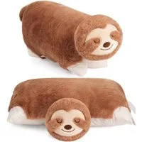 BRUBAKER Kuscheltier Faultier - 2 in 1 Stofftier und Kuschelkissen - 40 x 30 cm Dekokissen (Plüschtier - Kuscheltierkissen, 1-St., Tierkissen Faultierkissen), aufklappbares Kinder Plüschkissen mit Klettverschluss