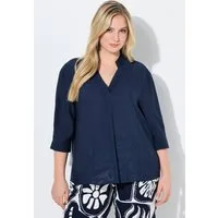 Ulla Popken Tunika Tunika-Bluse Biesen Oversized Stehkragen 3/4-Arm