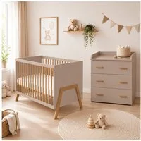 Baby-Delux Babyzimmer-Komplettset Babyzimmer Juna Kaschmir, (6-tlg), Babybett Wickelkommode Matratze Komplettzimmer