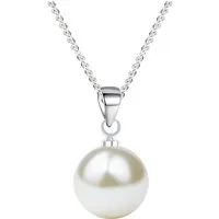 LÖB Kette mit Anhänger 925 Silber Kette Perlenanhänger Perle Anhänger Perlenkette Rund Weiß (Geschenke für Frauen Damen Beste Freundin Mutter Mama Ehefrau Oma sie zum Geburtstag Schmuck Sommer, Inkl. Schmuckbox), Damen Halskette Brautschmuck Tropfen 
