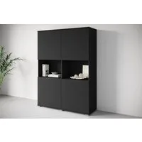 OTTO home Highboard Kenia Schrank, 120 cm breit, mit 4 Türen und 2 offenen Fächern (1 St), Griffloses Design mit Push-to-Open und verstellbaren Einlegeböden
