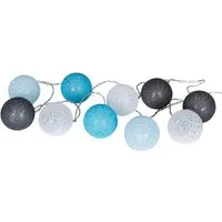 Levandeo® Lichterkette, 10er Lichterkette LED Ø6cm Kugeln Girlande Lampions Baumwolle Blau