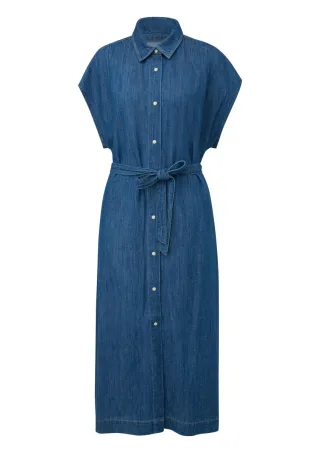 s.Oliver Red Label - Hemdblusenkleid in Midi-Länge mit Bindegürtel blau - Gr. - 42