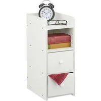 relaxdays Nachttisch schmal weiß (1-St., Nachttischschrank in Einzelteilen, Mit Montagematerial, Mit Anleitung), 1er Pack