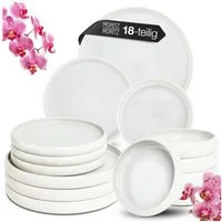 Moritz & Moritz Tafelservice SOLID UNI Geschirrset Creme (18-tlg), 6 Personen, Steinzeug, Kombigeschirr für 6 Personen