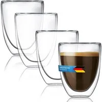 Dimono Espressoglas DIMONO Espressoglas Doppelwand 80ml–Thermoeffekt & Schwebeeffekt Glas, 4-tlg., Borosilikatglas, Espressotasse