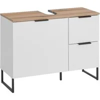 moebel-dich-auf Waschbeckenunterschrank Aspen 80 80 x 60 x 35 cm, Schwarz matt oder Weiß matt, Oberboden: Evoke Eiche