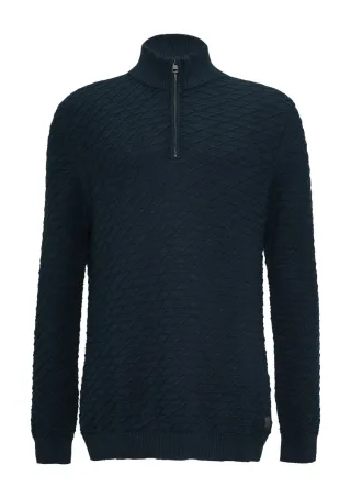s.Oliver Red Label - Strukturierter Pullover mit Half-Zip blau - Gr. - XXL