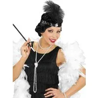 Widdmann Kostüm Charleston Kostüm Accessoire-Set - für Fasching, Haarband, Halskette und Zigarettenhalter für 20er Jahre Flapper