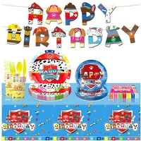 PartyFlamingo Kindergeschirr-Set Paw Patrol Party Set Geschirr für 10 Gäste Chase Deko Kindergeburtstag (51-tlg), 10 Personen