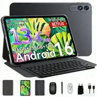 VekfulPC T60Pro 13.4" Android 16 10000mAh mit Tastatur Maus Kopfhörer Stift Tablet (13.4", 256 GB, Android16, 120Hz, Octa-Core, FHD+IPS, Gemini AI, mit Zubehör/Kabel-Headset,5GWiFi)