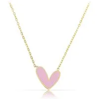 Made by Nami Kette mit Anhänger Herzkette Gold mit Pinkem/Schwarzen Herz aus Chirurgen Edelstahl, Geschenke für Frauen Wasserfester Schmuck Größe Verstellbar