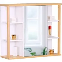 relaxdays Spiegelschrank mit Bambus Dekor
