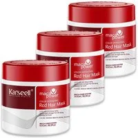 Karseell Haarmaske Rote Farbschutz Haarmaske Farbauffrischung Coloriertes Haar 500ml, 3-tlg., Haarmaske, Haarkur, Haarpflege, Karseell