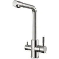 BEM Küchenarmatur 3-Wege-Wasserhahn aus Edelstahl 18/10 (1-St., getrennte Ausläufe keine Vermischung von Leitungs- und Filterwasser) 3 Funktionen in einem