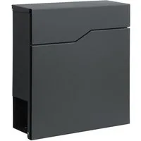 Kubus Wandbriefkasten Marcel, Langlebiger Metallbriefkasten mit integriertem Zeitungsfach, Wettergeschütztes Schloss mit zwei passenden Schlüsseln