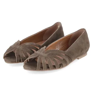 Copenhagen Shoes Peep Toe Ballerinas PASSIONATE - Gr. 38 - Grün - Rauleder