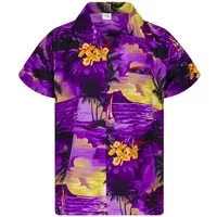 King Kameha Hawaiihemd "Surf" Funky Hawaii-Hemd Herren Kurzarm Front-Tasche Sommerhemd