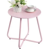 LuxusKollektion Beistelltisch Beistelltisch Outdoor Balkontisch Rund Gartentisch Metalltisch Pink